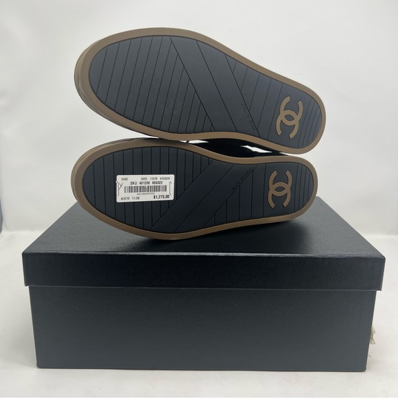 Chanel Suede Logo Strap Low Top Sneakers Size 41.5 / 10.5 NEW WITH BOX - Picture 12 of 16